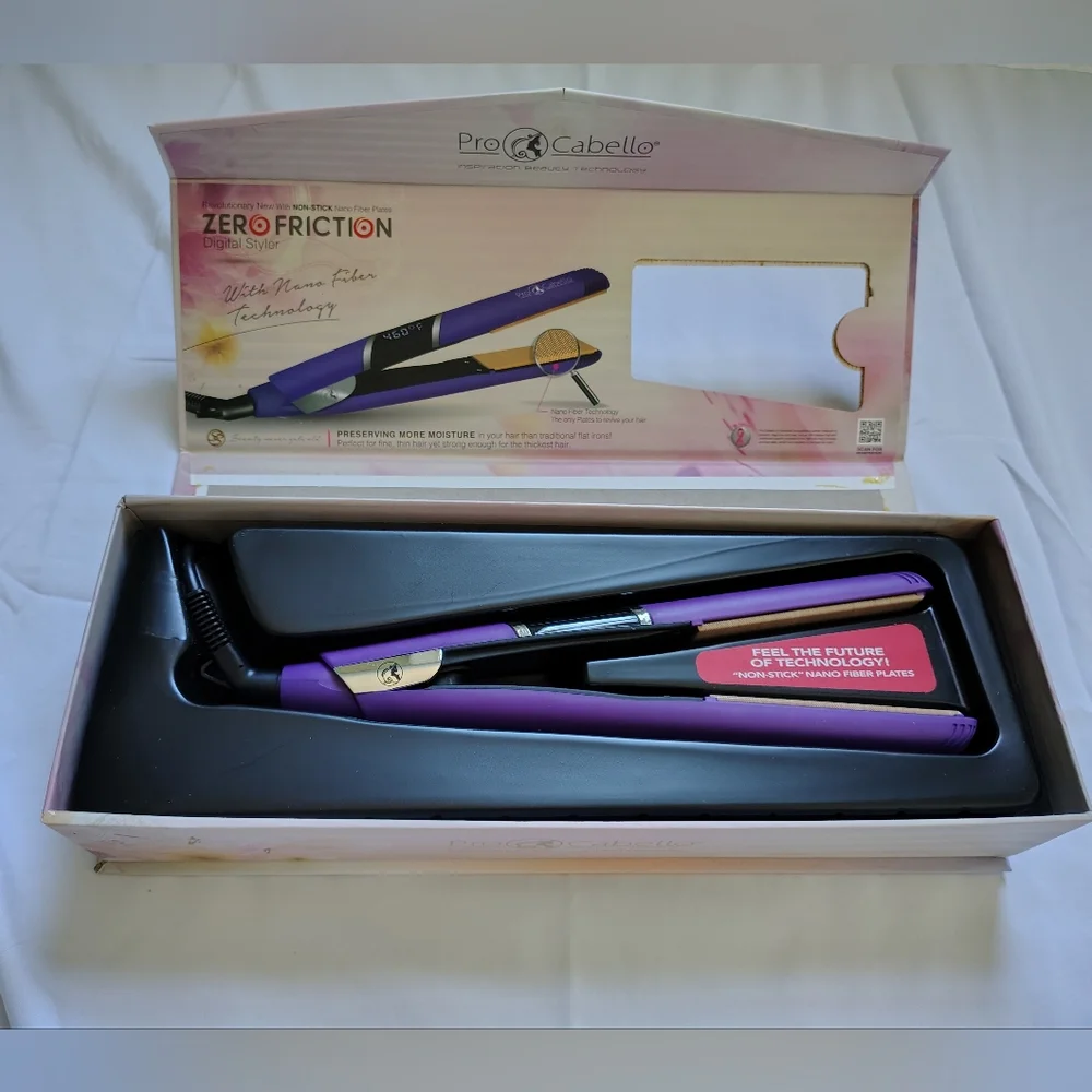 *NWT* ProCabello Zero Friction Purple Hair Straightener w/ Nanofiber Technology - Picture 4 of 6